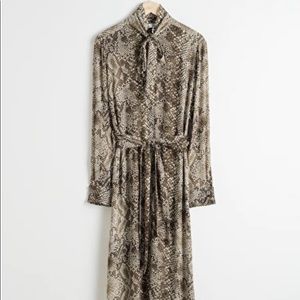& Other Stories Snake Print Pussy Bow Dress